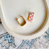 Gold-filled Checked Hoops- Pink