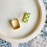 Gold-filled Checked Hoops- Lime