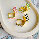 Gold-filled Checked Hoops- Black