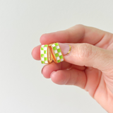 Gold-filled Checked Hoops- Lime