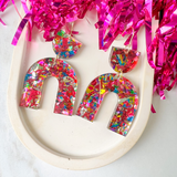 Glitter Party Ella Earrings- Magenta