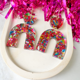 Glitter Party Ella Earrings- Magenta