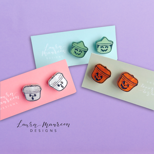 Halloween Stud Earrings- Boo Buckets