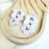 Quartz Flower Link Earrings- White
