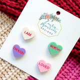 Valentine's- Mix & Match Affirmations Candy Heart Studs