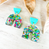 Glitter Party Claire Earrings- Aqua