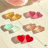 Valentine's- Checkered Heart Studs