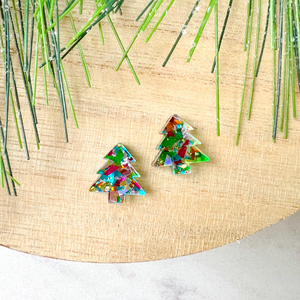 Holiday '22 Glitter Tree Stud Earrings